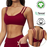 Soutien-gorge de yoga en modal et coton biologique OEM, vêtements de sport non toxiques MAYYOUNG, design haut de gamme à double bretelle superposée, taille moyenne pour adultes