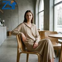Cardigan en tricot à capuche pour femme Zesheng, en lyocell doux, boutonné, coupe ample, élégant, décontracté, à manches longues