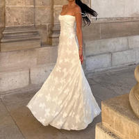 Robe longue d'été sexy pour femmes, élégante robe de soirée dos nu sans manches à lacets dans le dos et en jacquard floral à la mode personnalisée