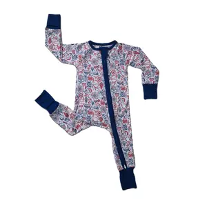 Großhandel hochwertige Bambus Reiß verschlüsse einteilige Pyjama Baby Boy's Stram pler