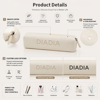 Étui à crayons minimaliste personnalisé en silicone, résistant à l'eau, avec fermeture éclair, portable, écologique, pochette pour pinceaux de maquillage, vente en gros, compact