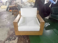 Fauteuil pivotant en teck au design moderne, coussin en mousse haute densité, imperméable, mobilier d'extérieur écologique pour salon, hôtel, villas