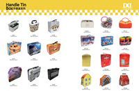 Dessin animé drôle fer blanc métal rétro déjeuner boîtes de biscuits emballage décoratif cadeau boîte en fer blanc paquet avec poignée et serrure mécanique