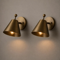 Applique Murale Conique en Laiton Vieilli Style Rétro Contemporain, Luminaire Mural Métallique à Intensité Variable pour Salle de Bain, Salon, Hôtel, Intérieur