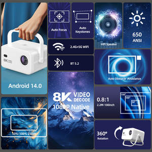 Mini projecteur vidéo intelligent Topleo pour la maison, portable, Android 14, cinéma 4K, home cinéma avec haut-parleur intégré, Wifi, projecteur LED - Product Image 2