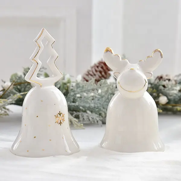 크리스마스 트리 모양의 손으로 벨 세라믹 X 마스 엘크 장난감 거룩한 가족 장식품 크리스마스