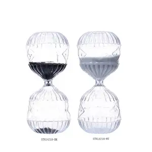 Glass Decoration Children Crafts Sand Clock 15 Minutes Running Time Stress Reliever Black And White Sand 2 In 1 White Box Timer