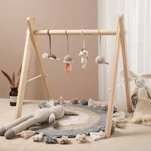 삼각형 피트니스 프레임 나무 아기 장난감 매달려 장난감 아기 체육관 활동 놀이 매트