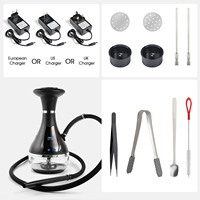 Hookah Elektrik Mewah Isi Ulang dengan LED Cerdas, Shisha Akrilik Bebas Arang, Desain Bulat Portabel, Kotak Hadiah untuk Bar Klub