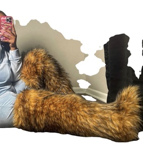 <span class=keywords><strong>Bottes</strong></span> hautes en fourrure pour femmes, neuves, en peluche, <span class=keywords><strong>au</strong></span>-<span class=keywords><strong>dessus</strong></span> <span class=keywords><strong>du</strong></span> <span class=keywords><strong>genou</strong></span>, bout rond, fourrure synthétique, talon plat, mollet long, douces, chaudes et confortables - Product Image 2
