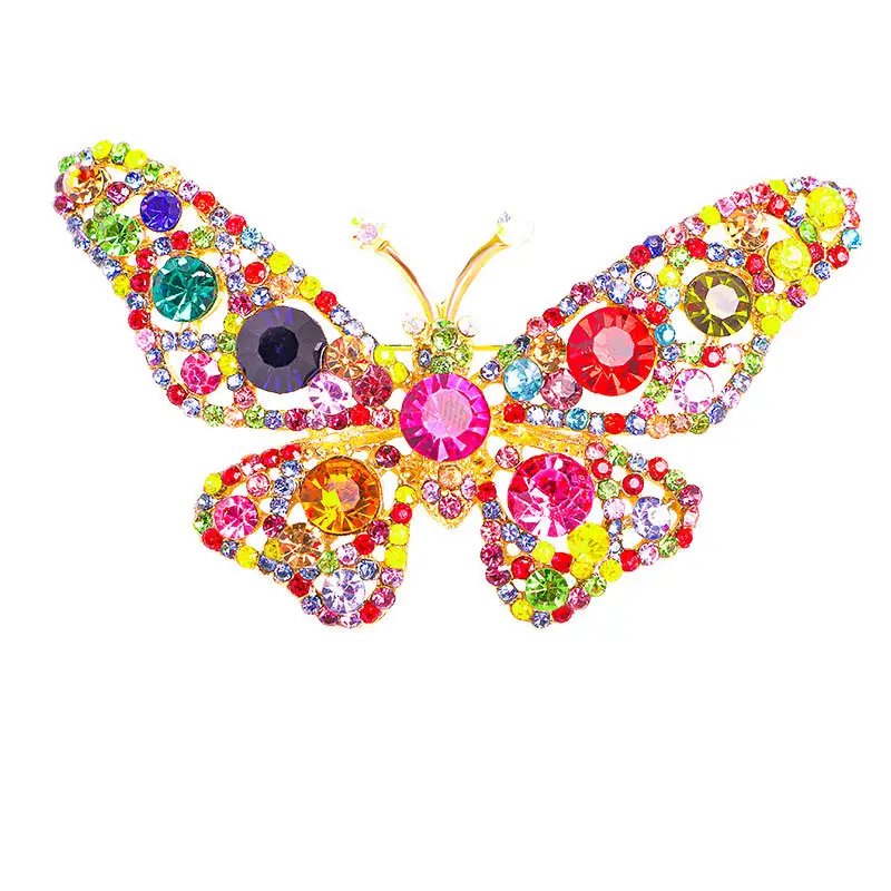 Color de pin broche de cristal brillante broche de mariposa para las mujeres