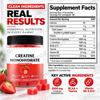 Gummies de créatine à marque privée OEM 5000mg avec BCAA, Taurine, L-Carnitine, Nutrition Sportive, 120 Gummies