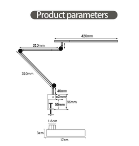 Tactile/télécommandé pliant double lumière protection des yeux aluminium lampe de bureau réglable mémoire/minuterie Simple écologique - Product Image 6