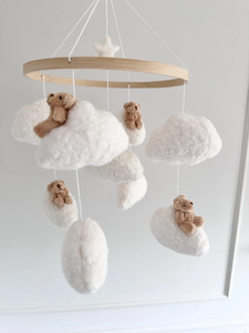 Newborn Essentials Natural Wood High Quality Boucle Teddy Bear Fabric Plush Nursery Baby <strong>Cot</strong> <strong>Mobile</strong> for Crib - Product Image 4