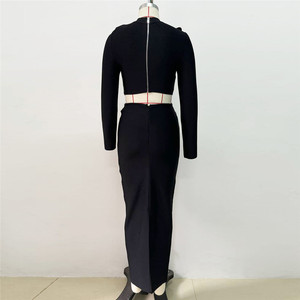 Robe de soirée noire luxueuse, élégante, sans manches, avec strass, robe à franges, longues robes de soirée pour femmes - Product Image 6