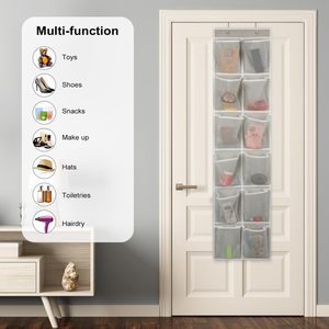 Over The Door 12 Pocket Hanging Organizer Gray Multifunctional Storage For Shoes And Clothing Behind Doors - Product Image 3