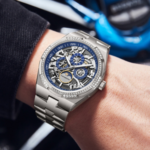 Đồng hồ cơ tự động nam HANBORO, tính năng chống nước phát sáng, dây đeo thép không gỉ thời trang, mặt kính, kim chỉ giờ - Product Image 6