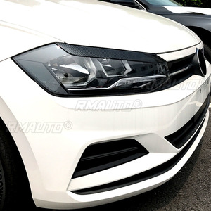 2 pièces/lot, autocollants de garniture pour phares de voiture en ABS, style sourcils, pour VW Polo 2018 2019+, style carbone/noir brillant - Product Image 5