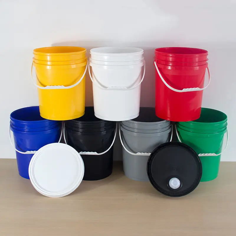 In Stock 20 Liter Plastic Bucket With Spout Cap Industrial Raw Material Chemical Powders Storage Container