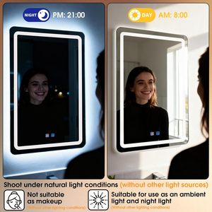Espejo de Maquillaje Inteligente con LED Antivaho y Pantalla Táctil, Diseño Cuadrado Moderno para Baño - Product Image 6