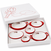 Service de vaisselle en mélamine motif écrevisses, série de plateaux bicolores rouge et blanc pour la cuisson des fruits de mer, utilisation en restaurant et buffet, certifié CE