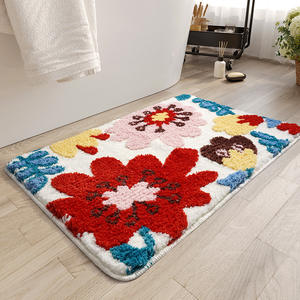 Tapis de bain floral rectangulaire Wan Xinlong, antidérapant, absorbant, séchage rapide, imitation cachemire, lavable en machine, tapis de salle de bain pour la maison - Product Image 4