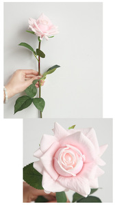 Venta al por mayor rosas blancas rojas flores artificiales seda tacto real rosas artificiales <span class=keywords><strong>a</strong></span> granel tallo único ramo de rosas - Product Image 4