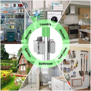 Suporte de Parede Multiuso com Parafusos Preto Fosco Organizador de Ferramentas de Jardim para Rastelo e Pá Vassoura e Esfregão - Product Image 5