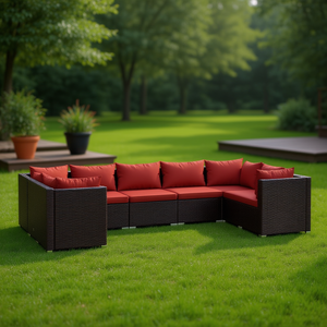 Ensemble de salon de jardin en rotin brun modulaire de qualité supérieure, mobilier d'extérieur, canapé sectionnel 10 places - Product Image 2