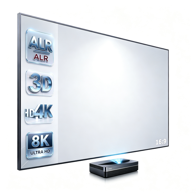 OEM Alr Durable Fixed Frame Projection Screen 4k Super Thin Screen Wall-Mounted Screen PVC Frameless Design