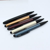 Vente directe d'usine brun métal 2-en-1 stylet de tablette à bille 0.5mm largeur d'écriture en acier boule de voiture Compatible écran tactile cadeaux
