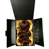 Boîtes à cheveux en carton à double porte avec logo personnalisé, boîte cadeau pour perruque en satin tressé avec fermeture à ruban