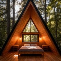 Cabines de villégiature triangulaires en bois Cabane dans les arbres Maison en bois Structure en bois massif pour cabane en rondins