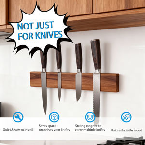 <span class=keywords><strong>Porte</strong></span>-couteaux magnétique en bois de noyer magnétique puissant de luxe personnalisé pour mur - Product Image 3