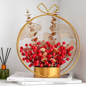 Lucky <b>Red</b> Fruit Flower Basket Round Handmade Indoor Wedding Decoration Gift - Product Image 2