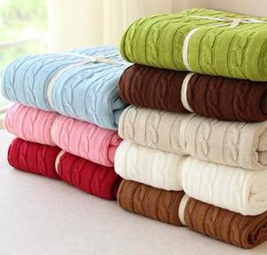 매직 그린 제로 결함 100% 면 다이아몬드 패치 워크 청키 패치 워크 스웨터 케이블 니트 청키 니트 패브릭 던지기 담요 - Product Image 2