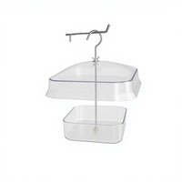 Mangeoire suspendue transparente, durable et écologique en PC et métal pour oiseaux sauvages, vers de farine, graines et noix, avec auvent pour oiseaux et perroquets en extérieur