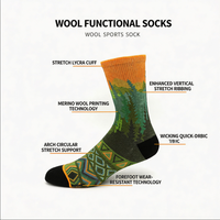 Chaussettes imprimées en laine mérinos, laine australienne de qualité supérieure, impression numérique 3D, chaussettes de randonnée personnalisées, OEM ODM, marque privée