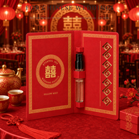 Carte d'échantillon de parfum avec support pour flacon, faible MOQ, pour mariages traditionnels chinois orientaux, cartes cadeaux rouges et dorées