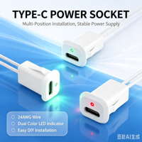 Conector de Panel Tipo C LN-010 con Indicador LED Dual Rojo y Verde, Conector de Cable de Alimentación USB-C Hembra, Certificación CE RoHS EMC
