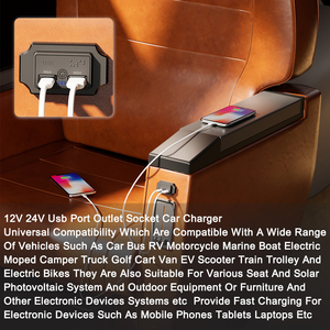 Chargeur de voiture USB double à charge rapide avec interrupteur tactile plat 24 V, ports USB-A et Type-C, prise de charge pour voiture - Product Image 3