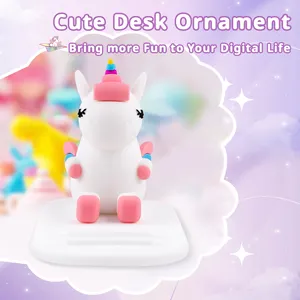 Diseño de marca Cute 3D Unicorn Cell Phone Stand PVC Mobile Phone Holder Stand