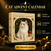 Kedi Advent Takvimi 24 Günlük Kağıt Oyuncak Kutusu Noel Geri Sayım Hediye Seti Mini Kedi Figürleriyle Birlikte Koparılabilir Tatil Süsü