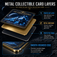 Cartes de collection en métal personnalisées, impression HD du chemin de fer lunaire, carte de collection en acier inoxydable pour les collectionneurs de TCG, cadeau de luxe