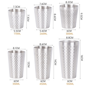 Tazza Martellata a Doppia Parete in Acciaio Inox 304, Resistente al Calore, Regalo Premium, Boccale da Birra per Caffè e Ristoranti - Product Image 1