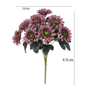 Venta caliente hermosa 9 cabezas otoño color artificial girasol ramo hogar boda Navidad Decoración - Product Image 6