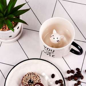 M Cute Kitten Ceramic Cat Claw Cup Afternoon <strong>Tea</strong> With Plates Dishes Ceramic Mug for Couples and Children Drinking Milk - Product Image 3