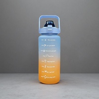 Bouteilles d'eau de 1 gallon, grandes, pour le sport, la remise en forme, le camping, 128 oz / 3,8 L, bouteille d'eau avec couvercle 2-en-1, bouteille de sport avec indication des heures pour boire