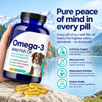 Complément alimentaire pour animaux de compagnie Omega 3 6 9 Huile de poisson sauvage en gélules molles 1000 mg 180 unités pour chiens, chats, oiseaux, soutien de la peau et du pelage