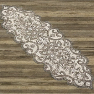 Classic Embroidered Polyester Table <b>Runner</b> Floral Pattern Beaded Design <b>Washable</b> Home Decor - Product Image 6
